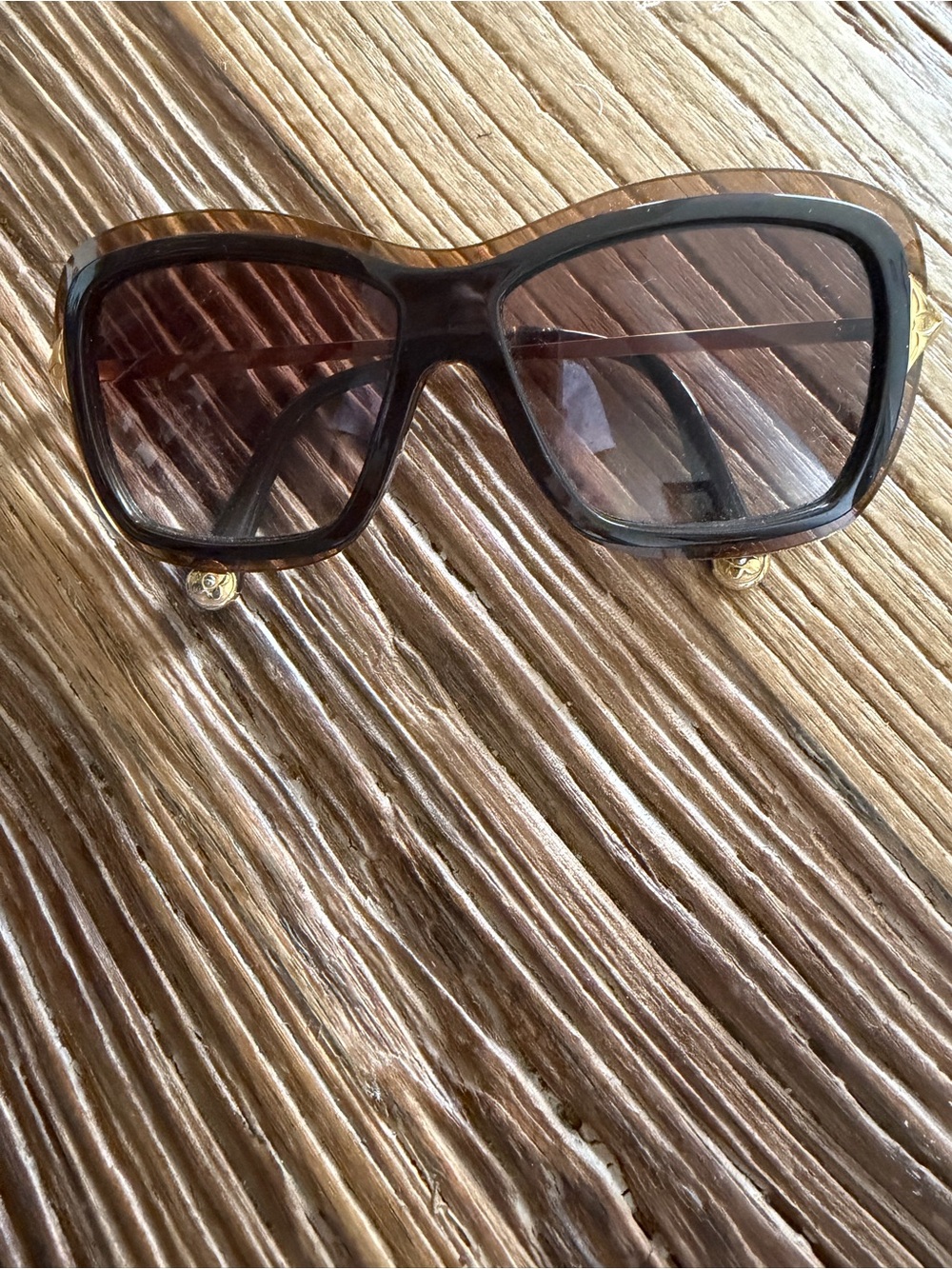 Louis Vuitton Brown Gradient Square Sunglasses with Gold Accents